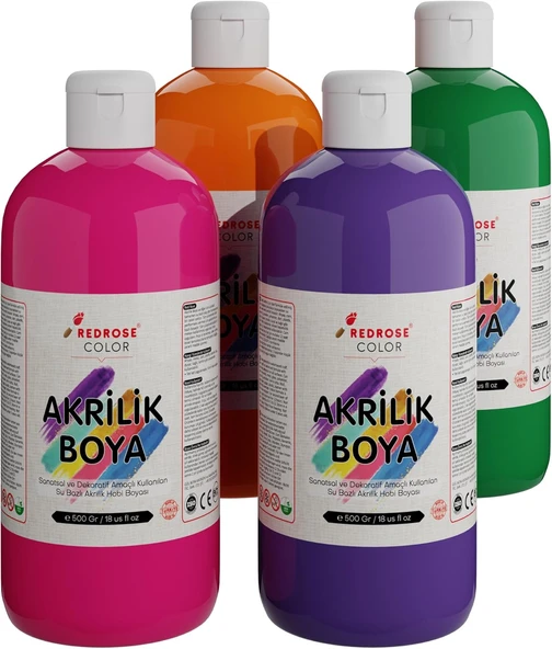 Red Ara Renkler Akrilik Boya 4'Lü Set 4X500 Gr ürün görseli 1