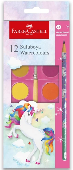Faber-Castell Unicorn Büyük Boy Suluboya 12Li& 1 Kurşun Kalem ürün görseli 1