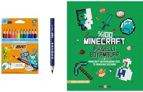 Bic Kids Evolution 12'Li Üçgen Kuru Boya Kalemi Minecraft Pikselli Boyamalar ürün görseli 1