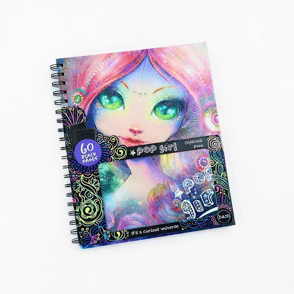 Pop Girl Siyah Sayfa Boyama Kitabı – 60 Sayfa Spiral Defter ürün görseli 1