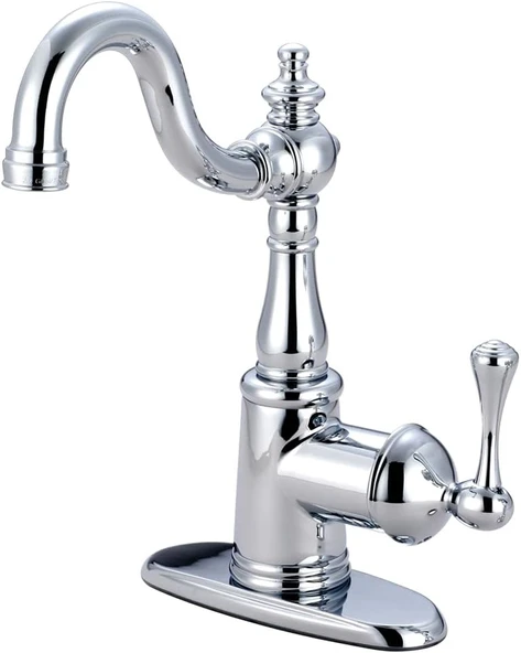 Brass Fss7641Bl İngilizce Single Handle Lavatory Musluk With Push Pop-Up And Plate, Cilalı Krom By Brass ürün görseli 1