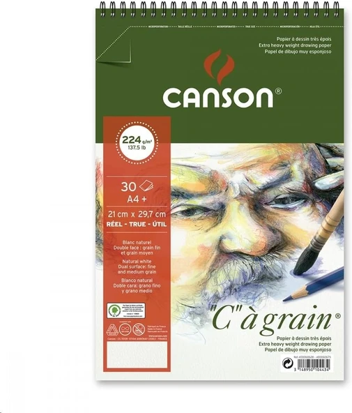 Canson Spp Cancag 30S A4+ 224G Spiralli Eskiz Blokları ürün görseli 1