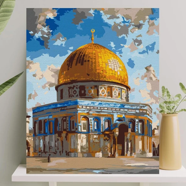 Sayılarla Boyama Tuval Seti Fırça Boya Dahil (Çıtalı) 40X50 Cm - Mescid-I Aksa ürün görseli 1