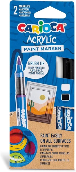 Carioca Akrilik Paint Marker Su Bazli Fırça Uçlu 2'Li ürün görseli 1