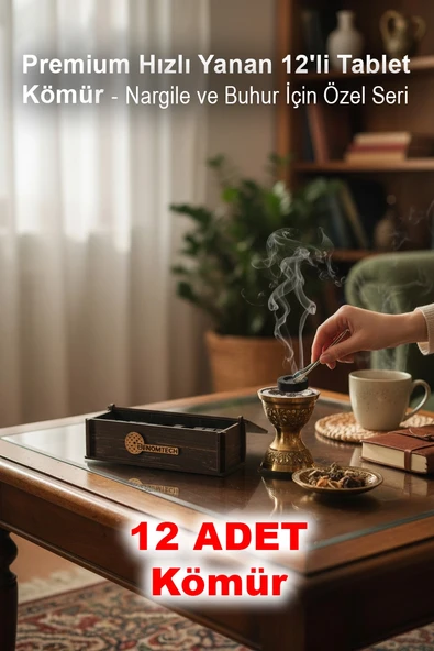 Premium Hızlı Yanan 12'li Tablet Kömür - Nargile ve Buhur İçin Özel Seri ürün görseli 1