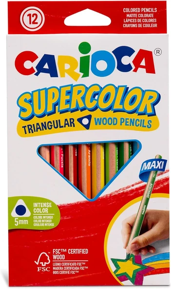 Carioca Supercolor Maxi Üçgen Kuru Boya Kalemi 12'Li ürün görseli 1