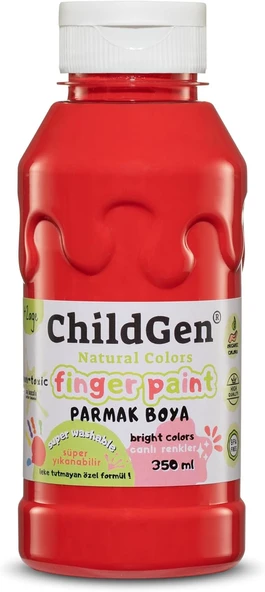 Childgen Süper Yıkanabilir Parmak Boya 350 Ml Şişe Kırmızı ürün görseli 1