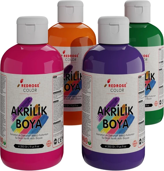 Red Ara Renkler Akrilik Boya 4'Lü Set 4X250 Gr ürün görseli 1