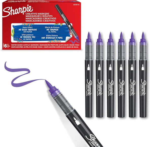 Sharpie Akrilik Markör, Fırça Uç, Lila ürün görseli 1