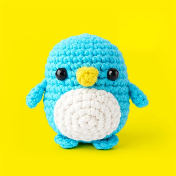 The Gookie Başlangıç Amigurumi Seti, Pedro Penguen Örgü Oyuncak, Tığ İşi El Yapımı Kit, Beyaz İplikli, Video Eğitimli ürün görseli 1
