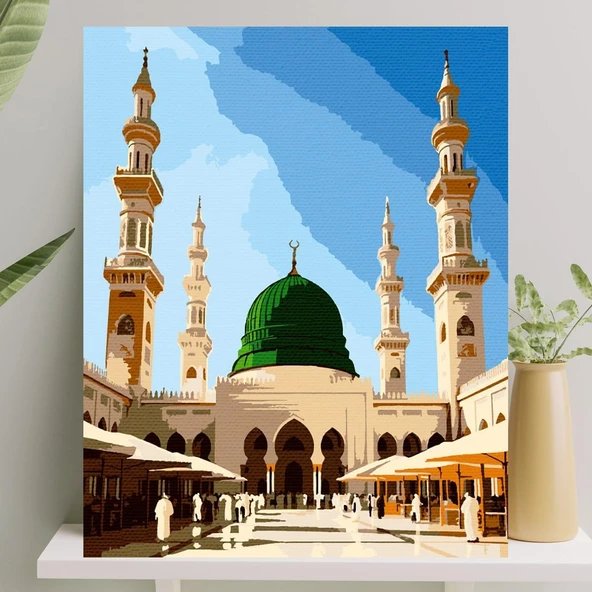 Sayılarla Boyama Tuval Seti Fırça Boya Dahil Çıtaya Gerili 40X50 Cm - Mescid-I Nebevi ürün görseli 1