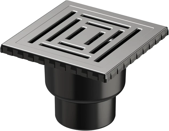 V-Flow Kare 5608285 Duş Kanalı, Alttan Çıkışlı, 15X15 Cm, Dk 800 Kapak, Mat Krom ürün görseli 1