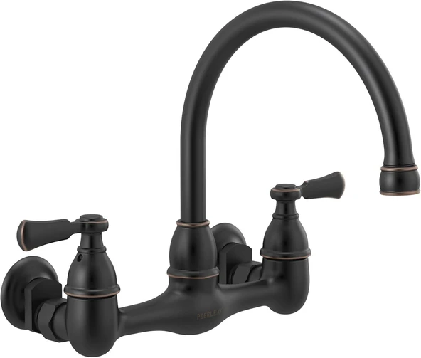 Peerless P2765Lf-Ob Elmhurst İki Saplı Mutfak Bataryası Duvara Montaj, Yağla Pürüzsüzleştirilmiş Bronz ürün görseli 1