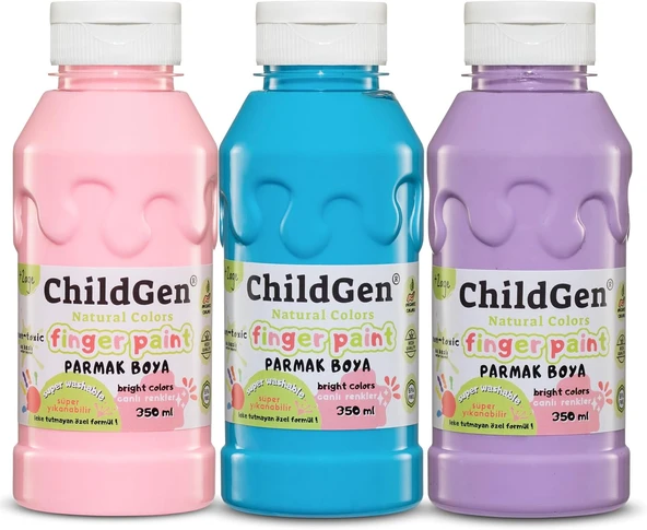 Süper Yıkanabilir 3'Lü Parmak Boya Seti (3X350Ml) (Pembe-Mavi̇-Mor) ürün görseli 1