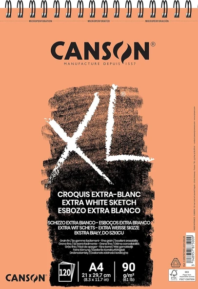 Canson Spp Canxl Extra Bla 120S A4 90G Çizim Bloğu ürün görseli 1