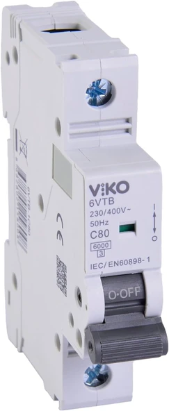6Vtb-1C80 Otomatik Sigorta 6Ka C Tipi 1 Kutup 80A ürün görseli 1