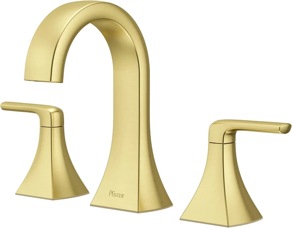 Pfister Bruxie Banyo Lavabo Bataryası, 8-Inç Yaygın, 2 Saplı, 3 Delikli, Fırçalanmış Altın Kaplama, Lf049Biebg ürün görseli 1