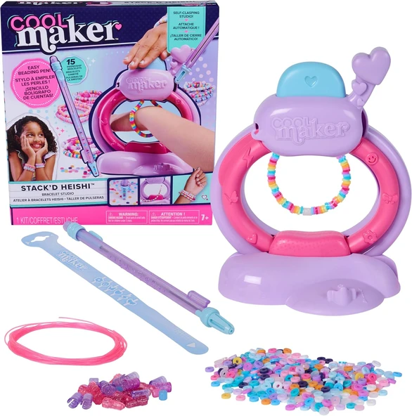 Cool Maker Stack'D Heishi Studio Bileklik, 1200'Den Fazla Heishi Boncuk Aksesuarlı, Otomatik Dizme, Kendin Yap Takı Seti, 15 Şık Bileklik Için, 7 Yaşından Büyük Çocuklar Için ürün görseli 1
