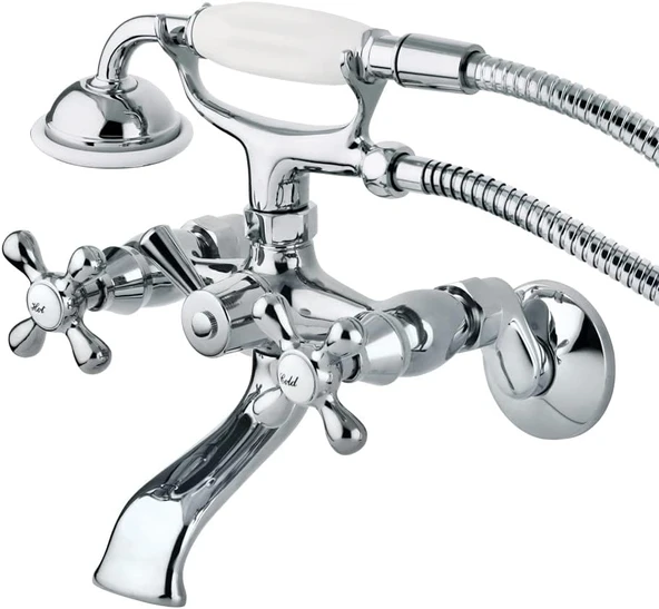Brass Ks265C Pençe Ayaklı Duvara Monte Küvet Musluğu, Cilalı Krom ürün görseli 1