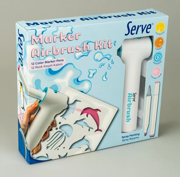 Serve Airbrush Kit 12 Keçeli̇ Kalem İle Bi̇rli̇kte ürün görseli 1