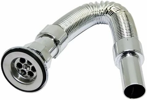 Genel Krom Lavabo Sifonu, Körüklü, Ayarlanabilir 33-80 Cm Uzunluk, Plastik, Beyaz ürün görseli 1
