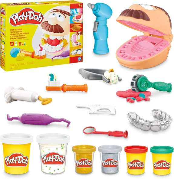 Play-Doh Drill 'N Fill Hekimi Oyun Hamuru Seti, 3 Yaş Üzeri Çocuklar İçin, 8 Modelleme Bileşiği Kutusu, Toksik Değildir, Çeşitli Renkleri Mevcuttur ürün görseli 1