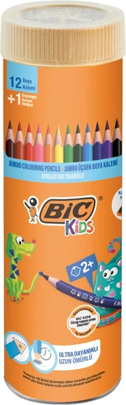 Bic Kids Evolution Üçgen Boya Kalemi 13'Lü Metal Tüp, Üçgen Tasarım, Kıymık Oluşturmaz, Çiğnemeye Karşı Dayanıklı ürün görseli 1