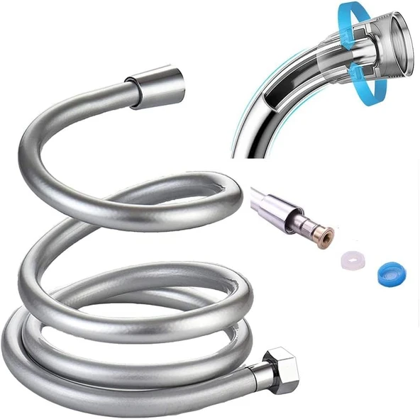 Nerolia - A Kalite Dayanıklı Paslanmaz Duş Spirali/Ekstra Uzun Pvc Banyo Hortumu (Pvc 150) ürün görseli 1