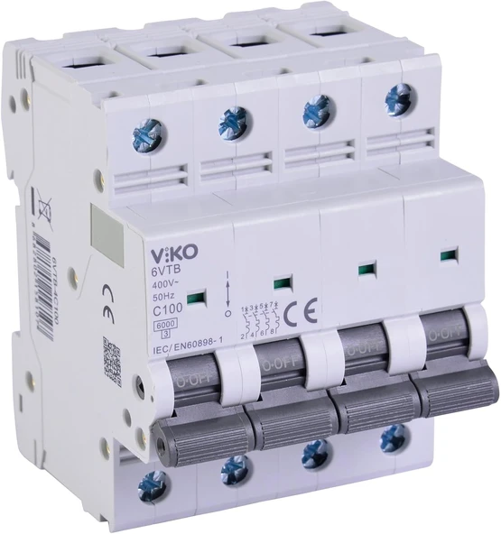 6Vtb-4C100 Otomatik Sigorta 6Ka C Tipi 4 Kutup 100A ürün görseli 1