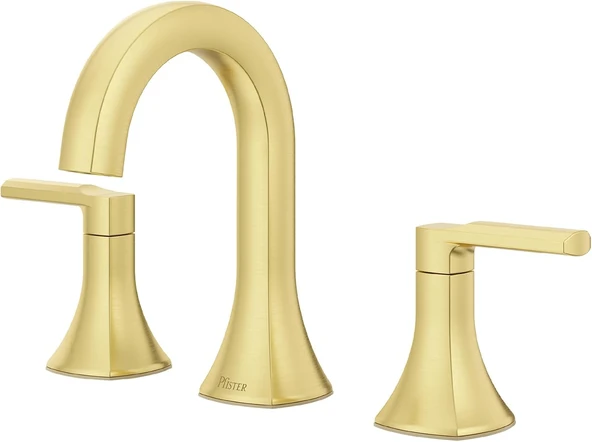 Pfister Vaneri Banyo Lavabo Bataryası, 20 Cm Yaygın, 2 Saplı, 3 Delikli, Fırçalanmış Altın Kaplama, Lf049Vribg ürün görseli 1