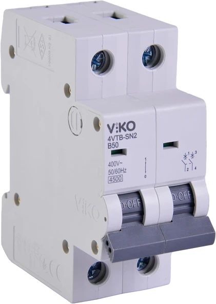 4Vtb-2B50 Otomatik Sigorta 4,5Ka B Tipi 2 Kutup 50A ürün görseli 1