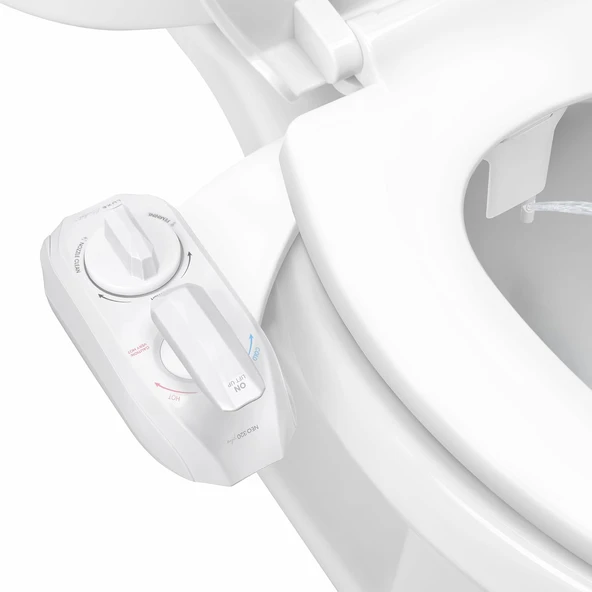 Luxe Bidet Neo 320 – Yeni Nesil Sıcak Su Bide Klozet Kapağı Eklentisi, Yenilikçi Ez-Kaldırma Menteşeleri, Çift Nozullu 360° Kendini Temizleme Modu (Beyaz) ürün görseli 1