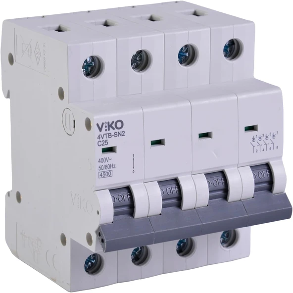 4Vtb-4C25 Otomatik Sigorta 4,5Ka C Tipi 4 Kutup 25A ürün görseli 1