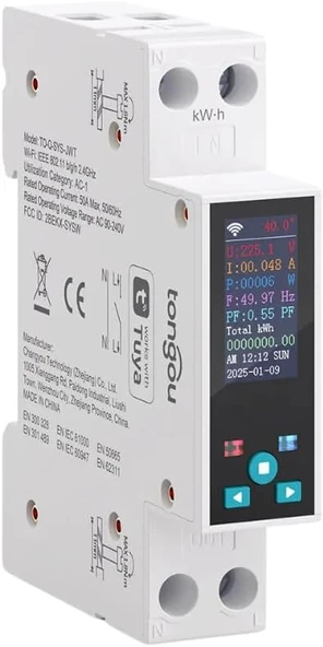 Wifi 50 Amper Ekranlı Ölçer Akıllı Sigorta (Tuya, Life, Assistant Uyumlu) ürün görseli 1