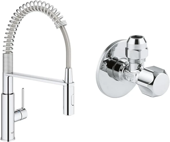 Grohe Get Eviye Bataryası Krom + 2 Adet 55Mm Ara Musluk Seti ürün görseli 1