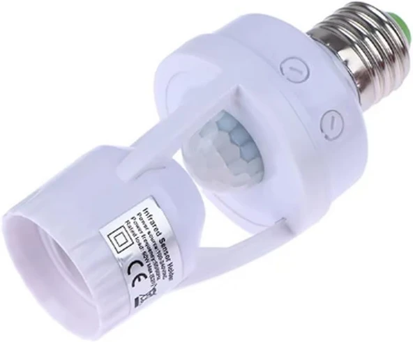 E27 Hareket Sensörlü Lamba Tutucu 110-240Volt 60Watt, Ampul Soket Adaptörü Pir, ürün görseli 1