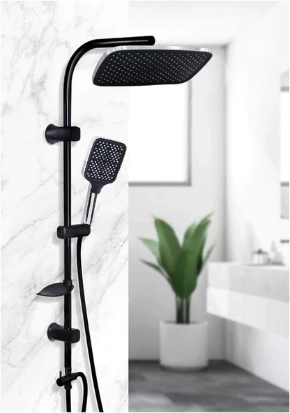 Robot Tepe Duş Seti Takımı Shower Yağmurlama Kare Banyo Masaj Duş Başlığı Sistemi Siyah ürün görseli 1