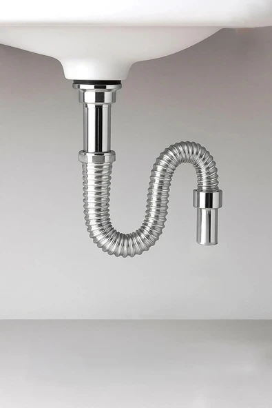 Orret 80 Cm Krom Körüklü Lavabo Gider Borusu – Esnek Metal Lavabo Sifon Hortumu, Uzatılabilir Gider Borusu, Banyo Mutfak Lavaboları İçin Dayanıklı Sifon Bağlantı Hortumu ürün görseli 1
