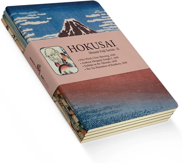 Retronote Hokusai 4'Lü Defter Seti 2, Mount Fuji Series Iı, Çizgisiz, 64 Sayfa, 14X21Cm ürün görseli 1