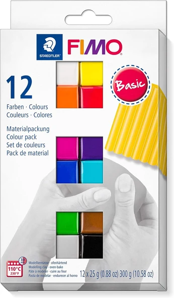 Staedtler Fimo 8023 C12-1 Fimo Modelleme Kili Ana Renkler (25 Gr X 12 Blok) ürün görseli 1