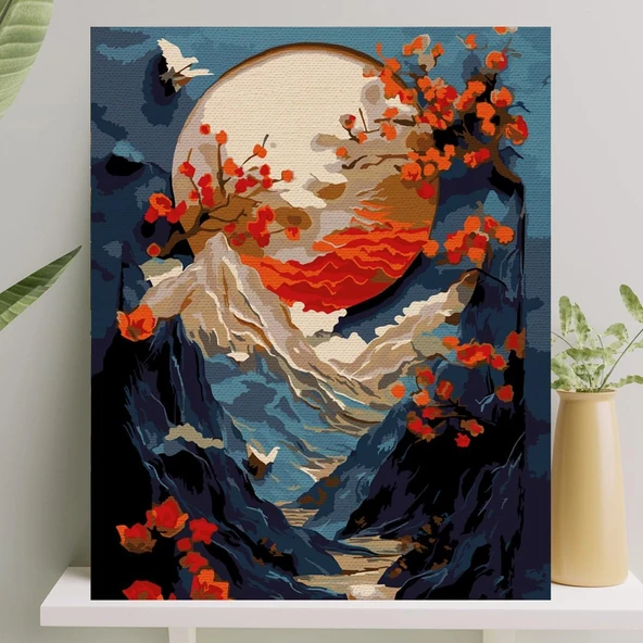 Sayılarla Boyama Tuval Seti Fırça Boya Dahil (Çıtalı) 40X50 Cm - Dağlar ürün görseli 1