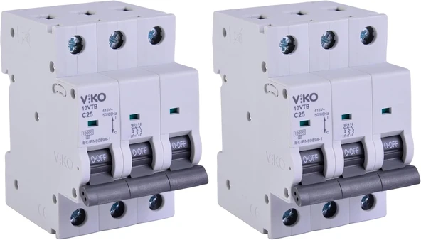 10Vtb-3C25 Otomatik Sigorta 10Ka C Tipi 3 Kutup 25A (2 Paketi) ürün görseli 1