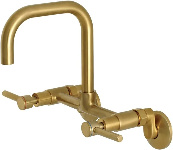 Brass Concord 8 İnç Ayarlanabilir Merkezi Duvara Monte Mutfak Bataryası, Fırçalanmış Pirinç ürün görseli 1