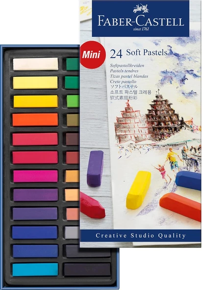 Faber-Castell Creative Studio Mini Toz Pastel Boya, 24 Renk, Yarım Boy, Yüksek Pigment, Parlak Renkler, Fiksatif Uyumlu, Tebeşir Bazlı Pastel ürün görseli 1