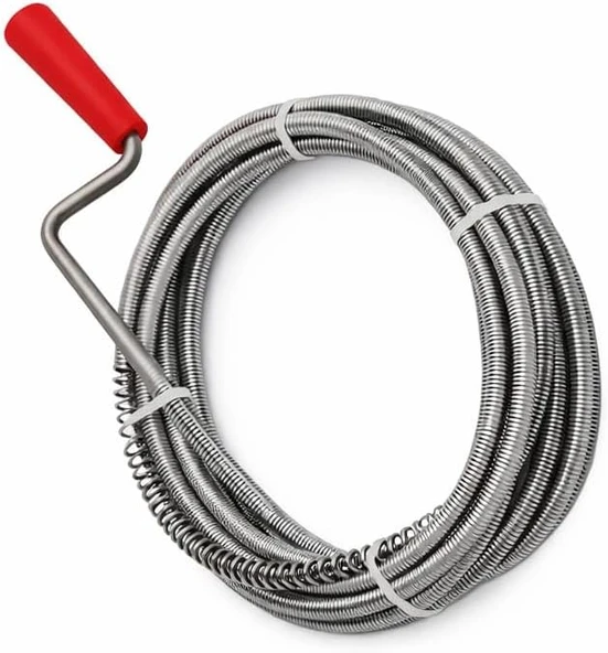 3 Metre Manuel Gider Açma Teli, Lavabo Banyo İçin Uzun Spiral Gider Açıcı, Paslanmaz Çelik Tıkanıklık Açma Aparatı, Lavabo Açma Spirali 3M, Manuel Gider Açma Aparatı ürün görseli 1