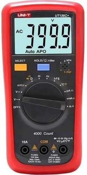 Uni-T Ut136C+ Multimeter Digital Multimeter Tester Ac Dc Voltmeter Ammeter Ohm Capacitance Hfe Diode/Transistor Tester ürün görseli 1