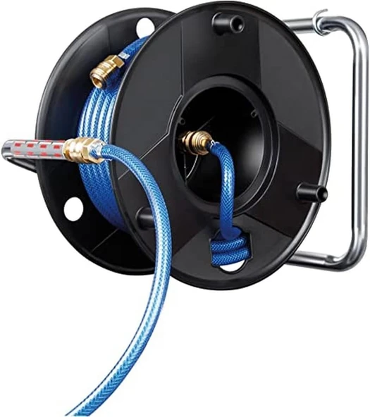 Brennenstuhl Basınçlı Hava Hortum Makarası Anti Twist (18,5 M Hortum + 1,5 M Bağlantı Hortumu, Metal Tek Hızlı Bağlantı Elemanları Duvar Braketi, Almanya'Da Üretilmiştir) ürün görseli 1