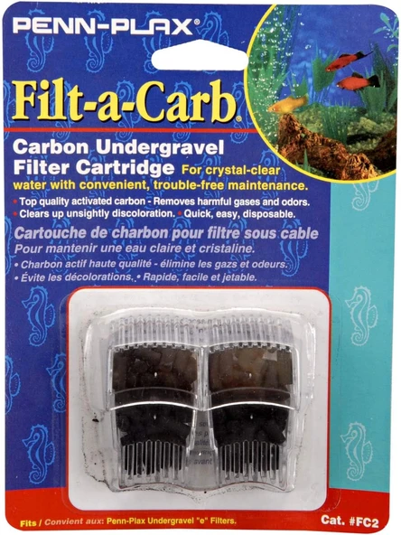 Penn-Plax Filt-A-Carb Yedek Aktif Karbon Medya Kartuşları (2'Li Paket) - Çok Gözenekli Çakıl Altı "E" Filtrelerine Uyar - Kimyasal Filtreleme Sağlar (Fc2) ürün görseli 1
