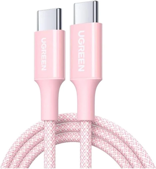 Ugreen Usb-C 100W 5A Qc Pd Örgülü Hızlı Şarj Kablosu, 1 Metre, Pembe, 65251 ürün görseli 1