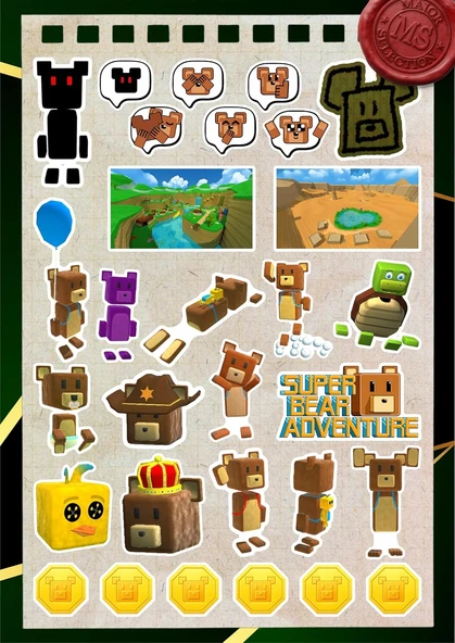 Super Bear Çocuk Sticker Set -2-30 Adet | Renkli & Eğlenceli | Suya Dayanıklı ürün görseli 1